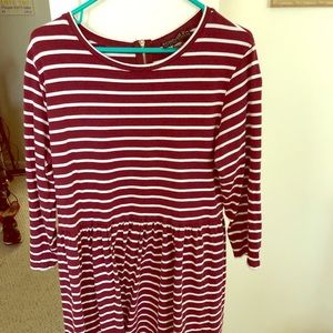 Forever 21 Maroon and White Striped Dress